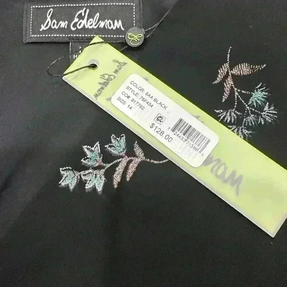 Nwt Sam Edelman black floral Long Sleeves Evening Dress Size 14 - Picture 2 of 6